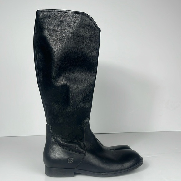 Born Alissa Women's‎ Black Leather Tall Riding Boots SZ 9.5 - Picture 1 of 11